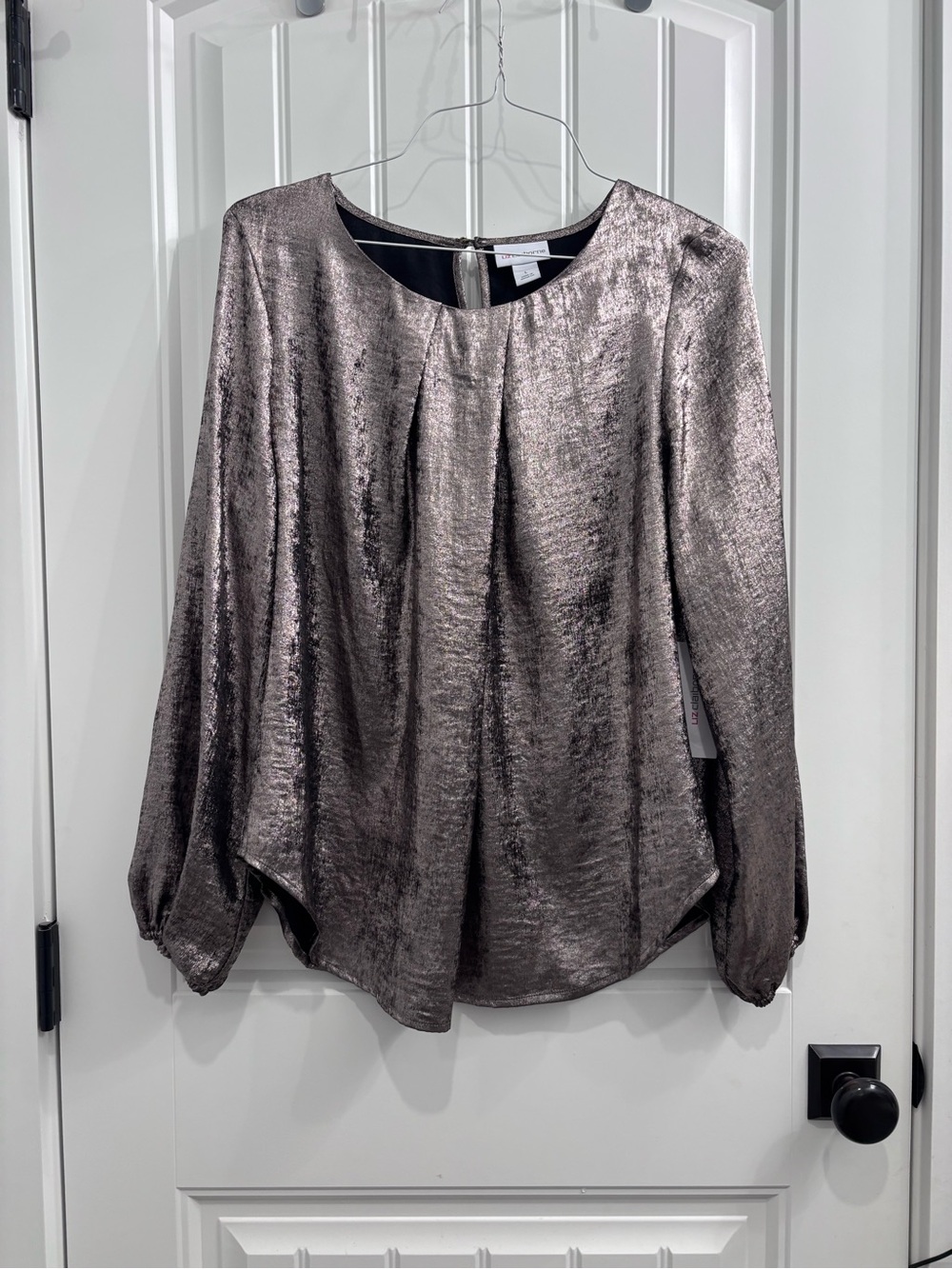 Liz Claiborne Metallic Taupe Long-Sleeve Blouse